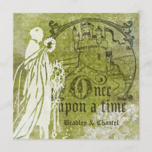 Green on Green Damask Once Upon a Time Invitation