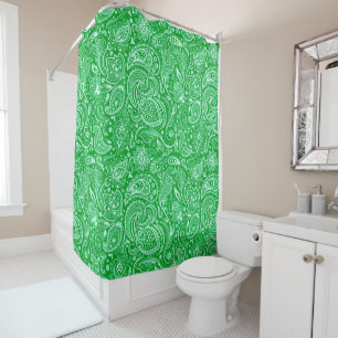 Green on green vintage paisley pattern shower curtain
