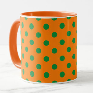 Green On Orange Polka Dots Pattern Design Mug
