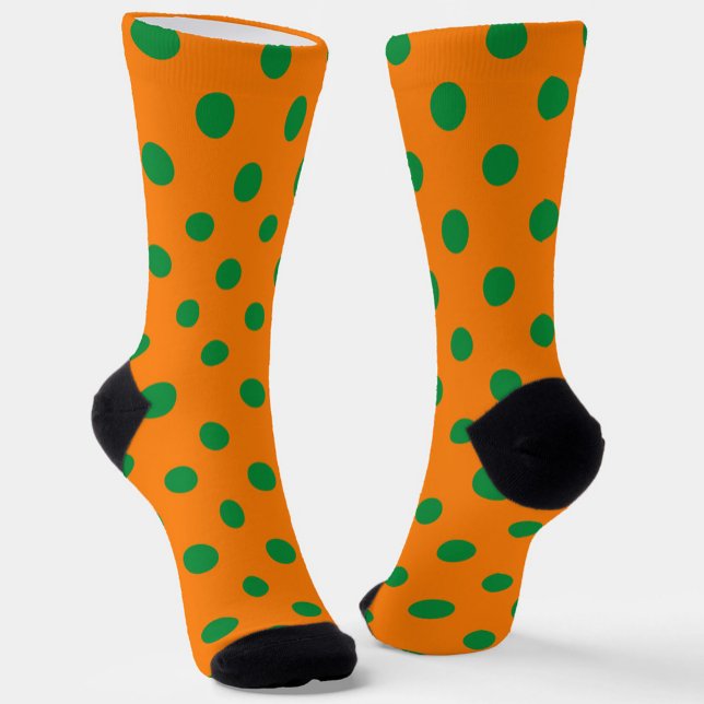 Green On Orange Polka Dots Pattern Design  Socks (Creator Uploaded)
