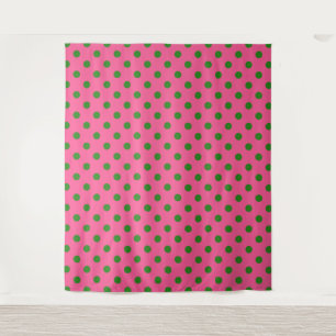 Green On Pink Polka Dots Pattern Design Tapestry