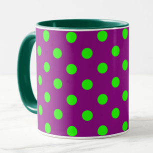 Green On Purple Polka Dots Pattern Design Mug