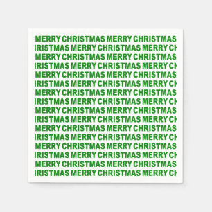 Green on White Christmas Typography Paper Napkin