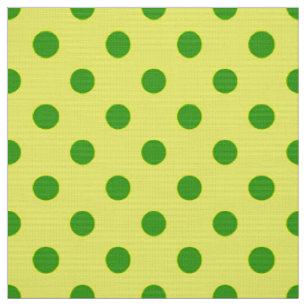Green On Yellow Polka Dots Pattern Design Fabric