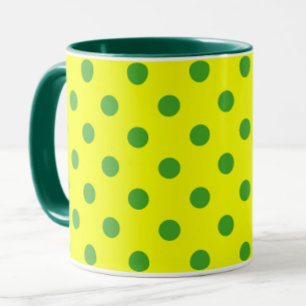 Green On Yellow Polka Dots Pattern Design  Mug