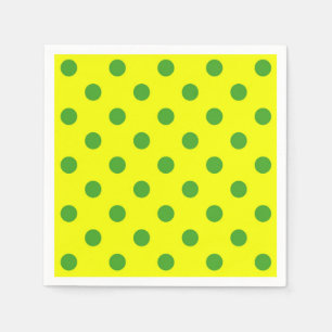 Green On Yellow Polka Dots Pattern Design Napkin