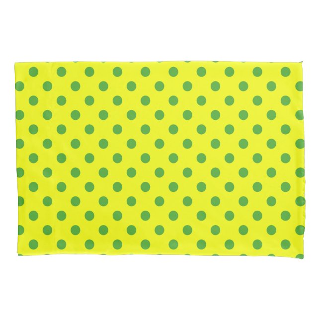 Green On Yellow Polka Dots Pattern Design  Pillowcase (Front)