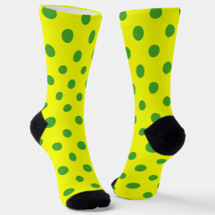 Green On Yellow Polka Dots Pattern Design Socks