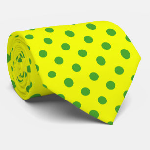 Green On Yellow Polka Dots Pattern Design Tie