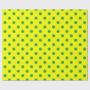 Green On Yellow Polka Dots Pattern Design  Wrapping Paper