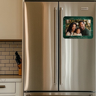 Green One Photo Christmas Magnet