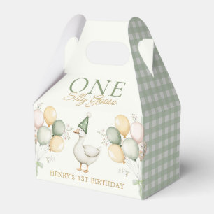 Green One Silly Goose 1st Birthday Favour Box