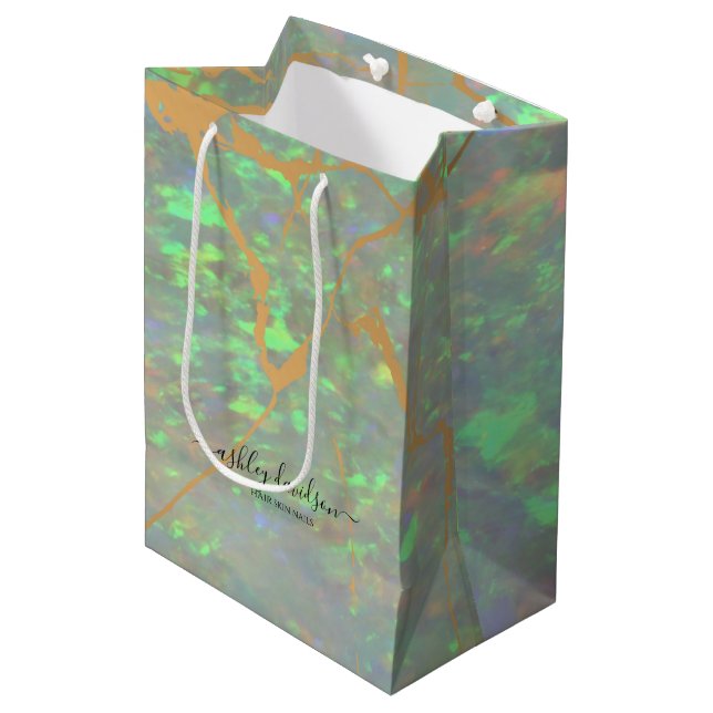 Green Opal Shopping Gift Bags (Front Angled)