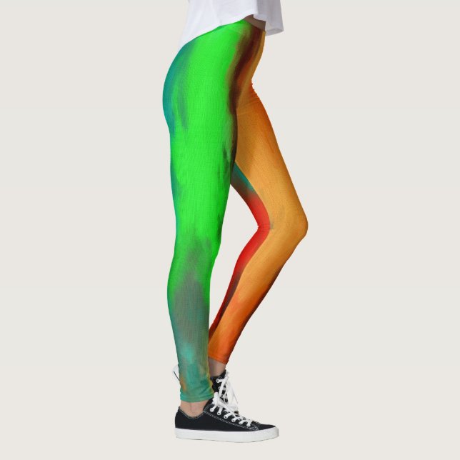 Green Orange Abstract Leggings (Right)