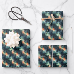 Green & Orange Abstract Wrapping Paper Sheet