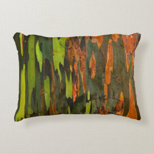 Green, orange, and black abstract painting decorative cushion