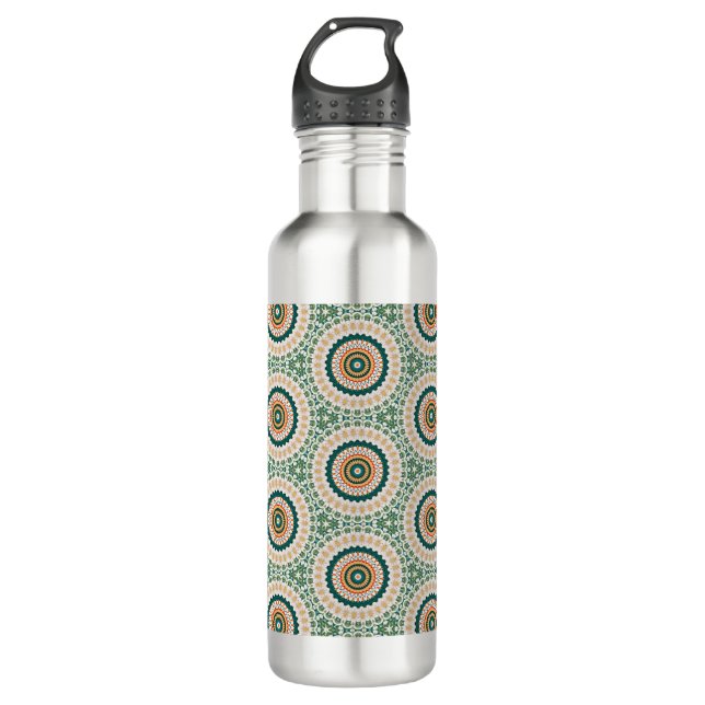Green Orange And Blue Boho Chic Circle Pattern 710 Ml Water Bottle (Front)