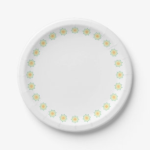 Green, orange and yellow teardrops paper plate