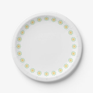 Green, orange and yellow teardrops paper plate