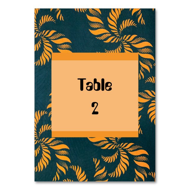Green & Orange Ankara Table Number  (Front)