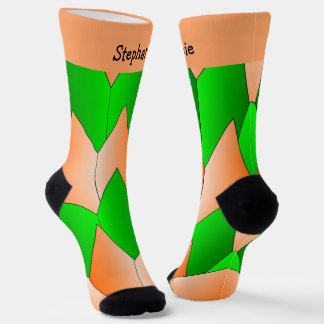 Green Orange Art Deco Design Socks