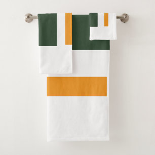 Green orange bath towel set