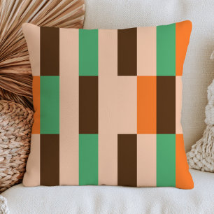 Green, Orange& Beige Geometric Pattern RETRO Cushion