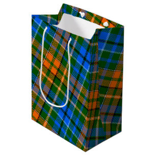 Green Orange Blue Plaid Tartan Design  Medium Gift Bag