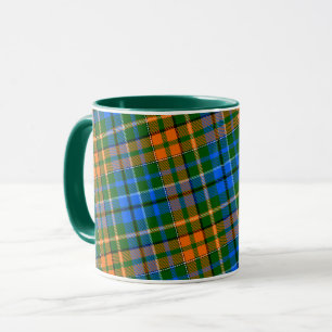 Green Orange Blue Plaid Tartan Design Mug