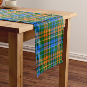Green Orange Blue Plaid Tartan Design Short Table Runner