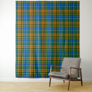 Green Orange Blue Plaid Tartan Design Tapestry