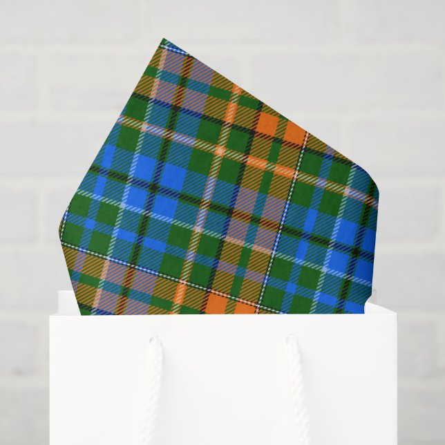 Green Orange Blue Plaid Tartan Design  Tissue Paper (Gift Bag)
