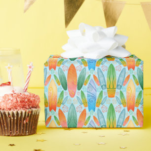 Green Orange & Blue Summer Surfing Surfboards Wrapping Paper