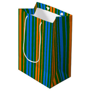 Green Orange Blue Vertical Stripes Design Medium Gift Bag