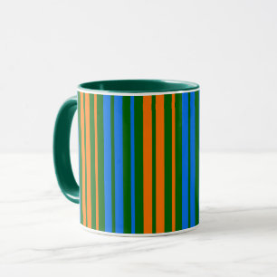 Green Orange Blue Vertical Stripes Design   Mug