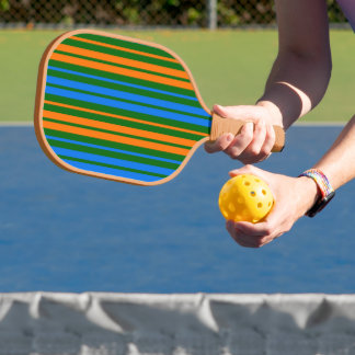 Green Orange Blue Vertical Stripes Design Pickleball Paddle