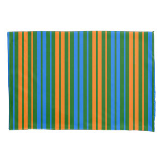 Green Orange Blue Vertical Stripes Design Pillowcase
