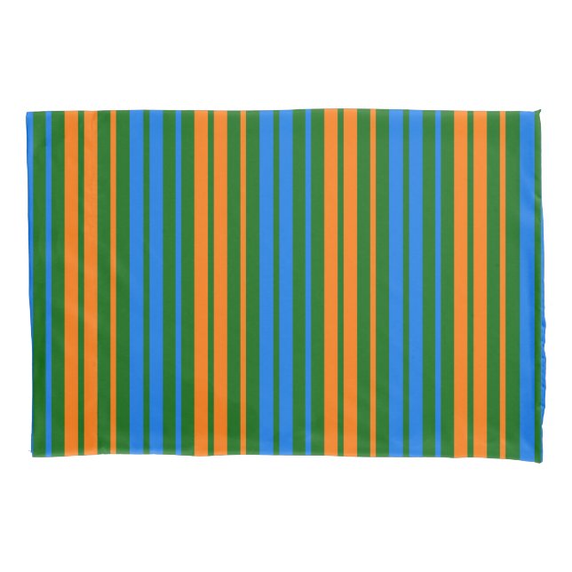 Green Orange Blue Vertical Stripes Design   Pillowcase (Front)