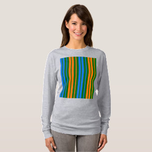 Green Orange Blue Vertical Stripes Design   T-Shirt