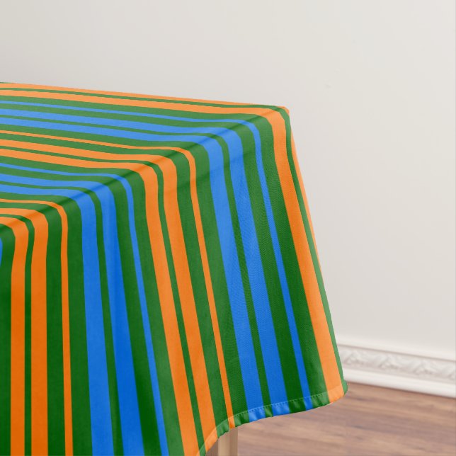 Green Orange Blue Vertical Stripes Design   Tablecloth (In Situ)