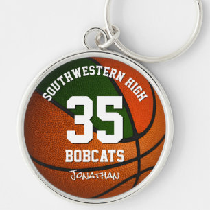 Green orange boy girl sports team name basketball key ring