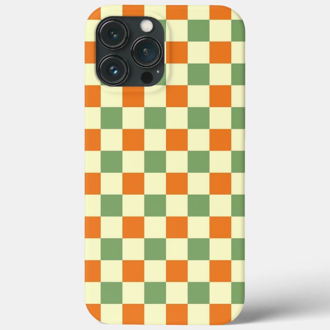 Green Orange Brown Chequered Gingham Pattern Case-Mate iPhone Case (Back)