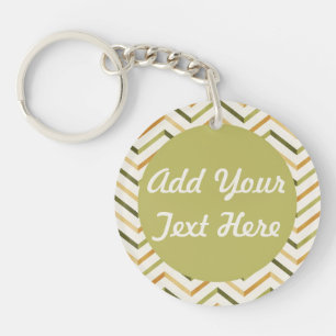 Green/Orange Chevron Custom Circle Keychain