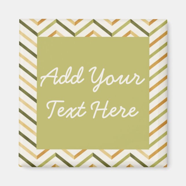 Green/Orange Chevron Custom Square Magnet (Front)