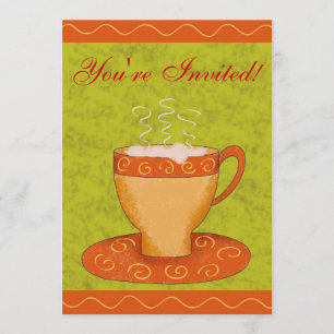 Green & Orange Cup Customised Coffee Event Invitation