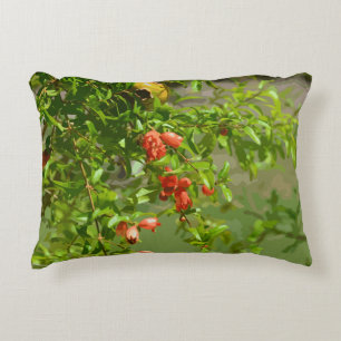 Green Orange Floral Pomegranate Tropical Design Decorative Cushion