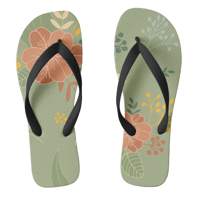 green orange flower flip flops (Footbed)