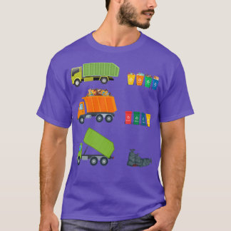 Green Orange Garbage Trucks Waste separation  T-Shirt
