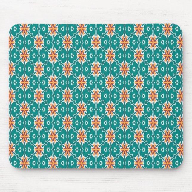 Green & Orange Geometrical Pattern Mousepad (Front)
