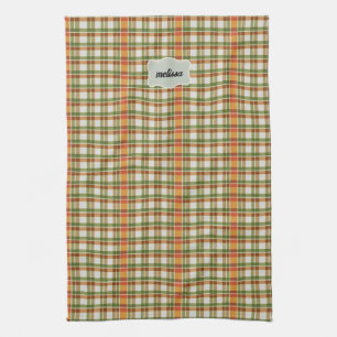 Green Orange Gingham Tea Towel